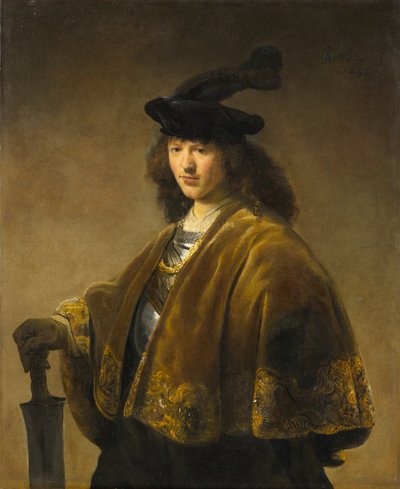Junger Mann mit Schwert von Rembrandt Harmensz. van Rijn circle of Rembrandt Harmensz. van Rijn circle of